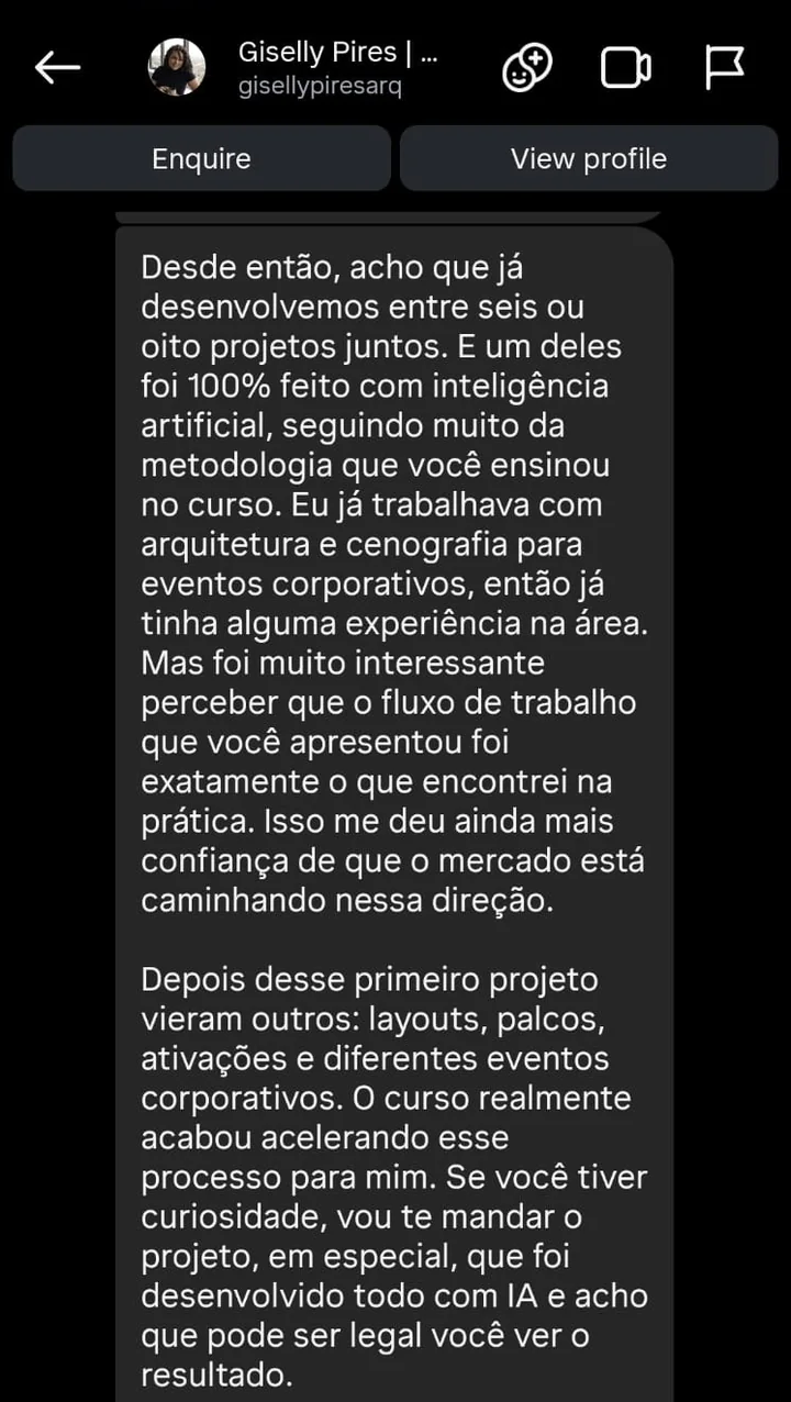 Giselly Pires conta que desenvolveu projetos com IA depois do curso