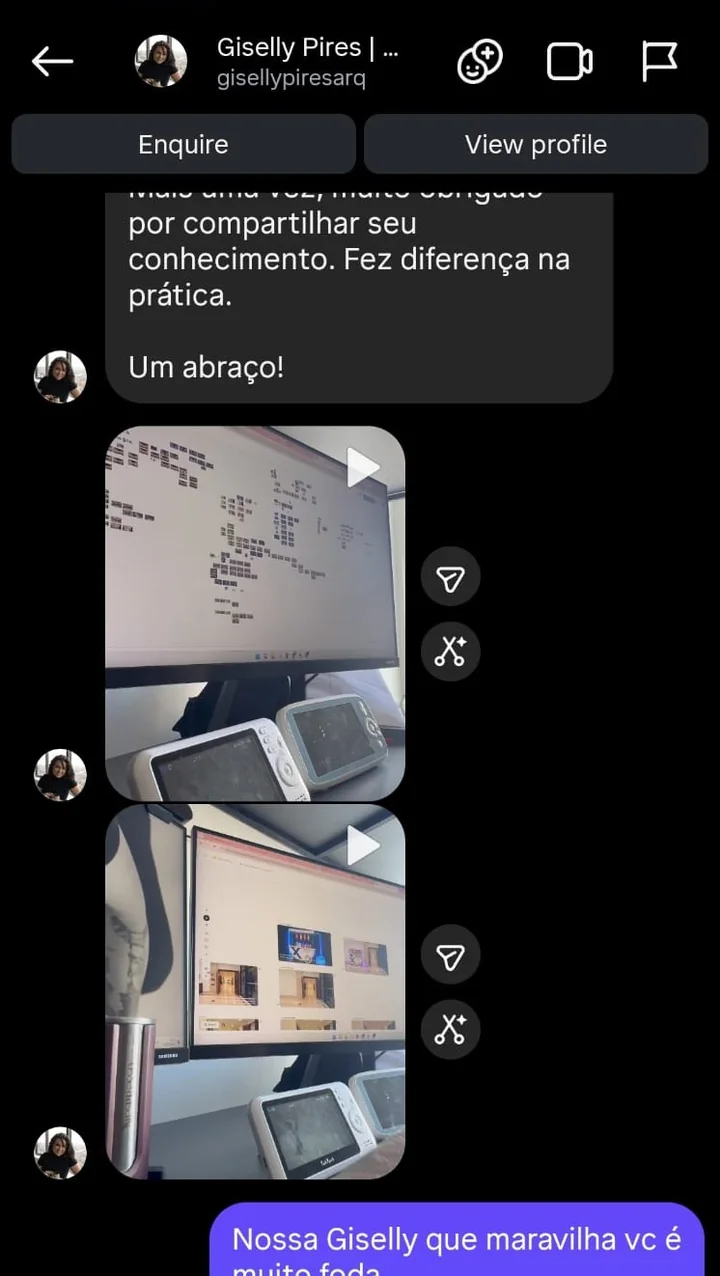Giselly Pires mostra os projetos que desenvolveu depois do curso